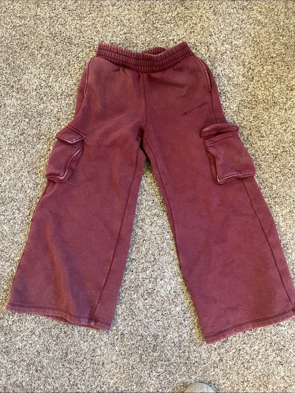 Kids Champion Cargo Sweatpants in Burgundy - Comfortable Everyday Bottoms